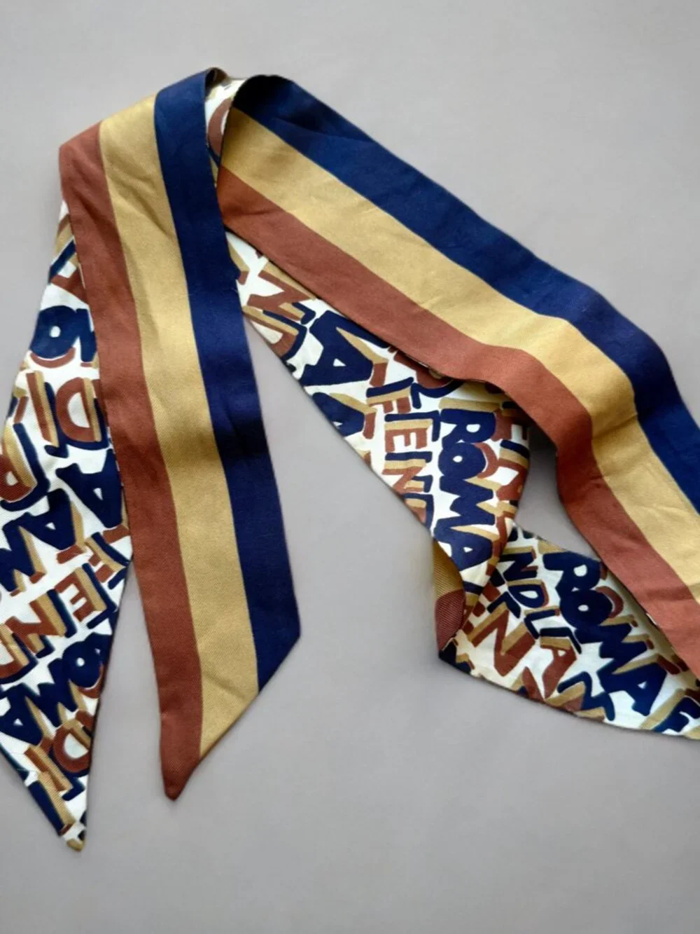 Fendi F Roma Brown Silk Wrappy Long Scarf
